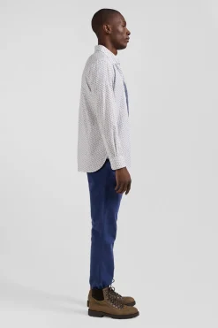 Chemise en popeline de coton écrue microimprimé nœud papillon coupe Regular