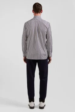 Chemise en popeline de coton à rayures bordeaux coupe Regular