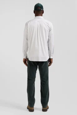 Chemise en popeline de coton verte à rayures bâton coupe Regular