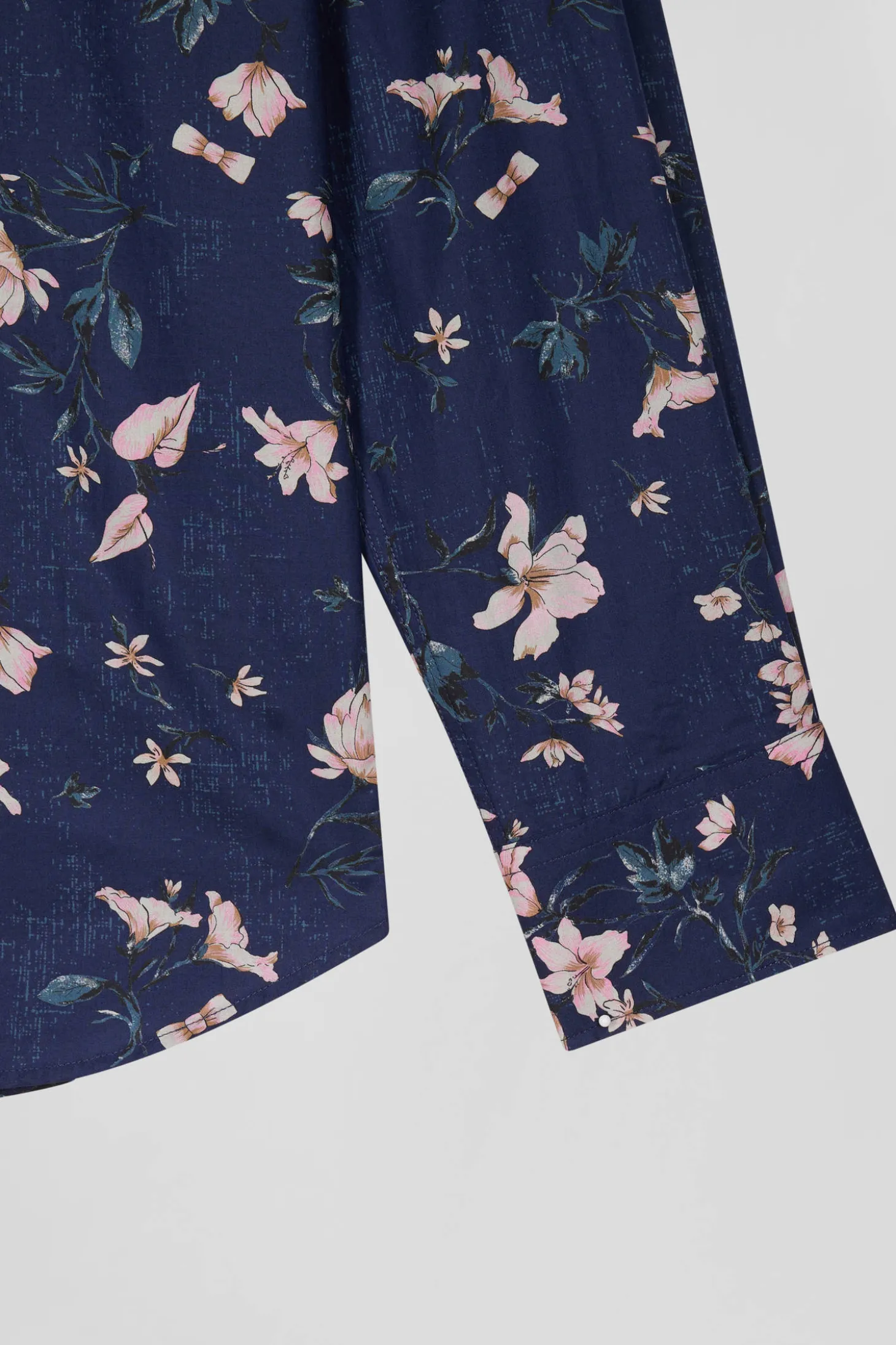 Chemise en popeline de coton Pima marine imprimé floral coupe Regular