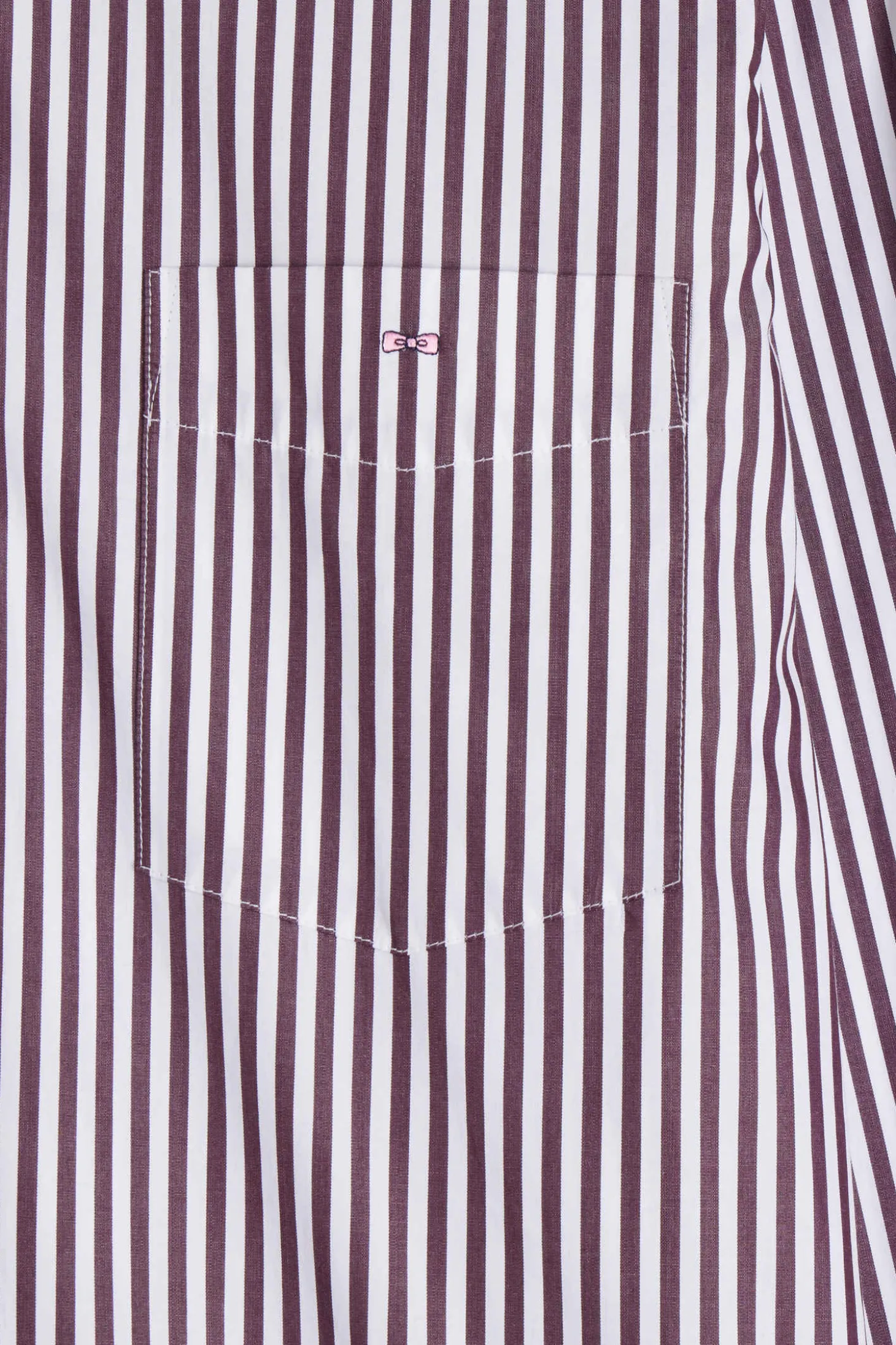 Chemise en popeline de coton rayée bordeaux coupe Regular