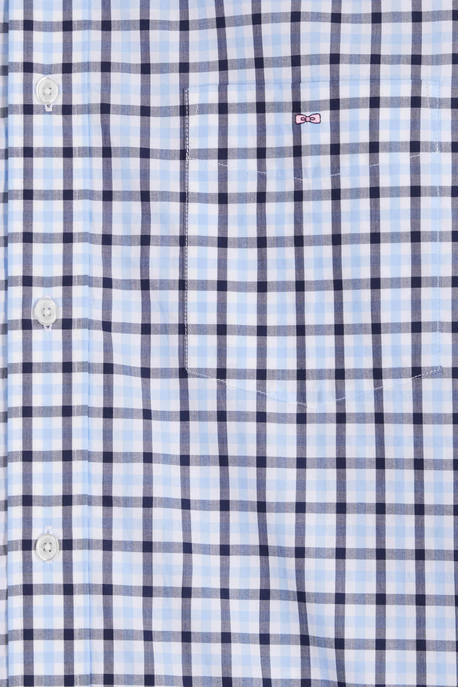 Chemise en popeline de coton bleue à carreaux bicolore coupe Regular