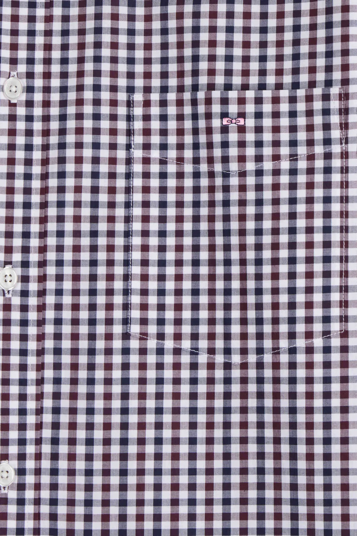 Chemise en popeline de coton bordeaux à carreaux bicolore coupe Regular