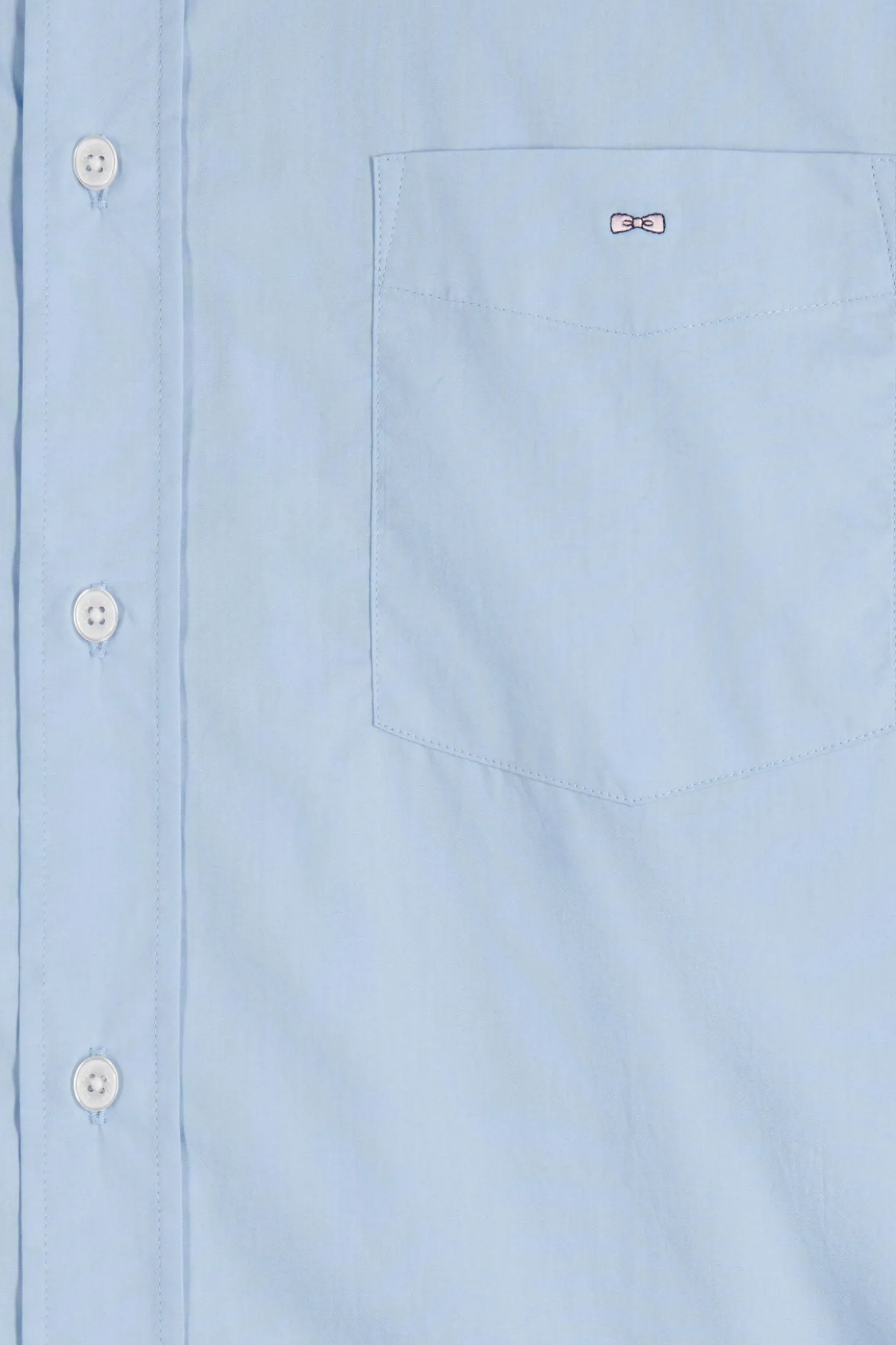 Chemise en popeline de coton ciel col boutonné et coudières imprimées coupe Regular