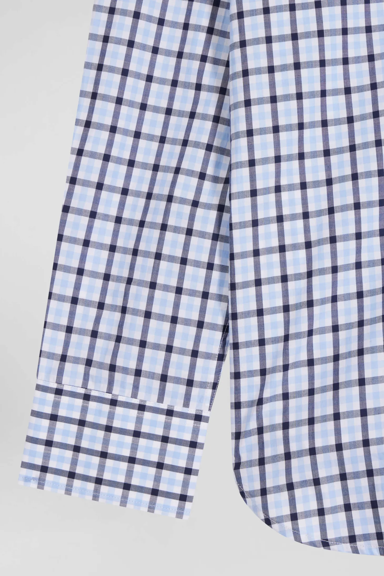 Chemise en popeline de coton bleue à carreaux bicolore coupe Regular