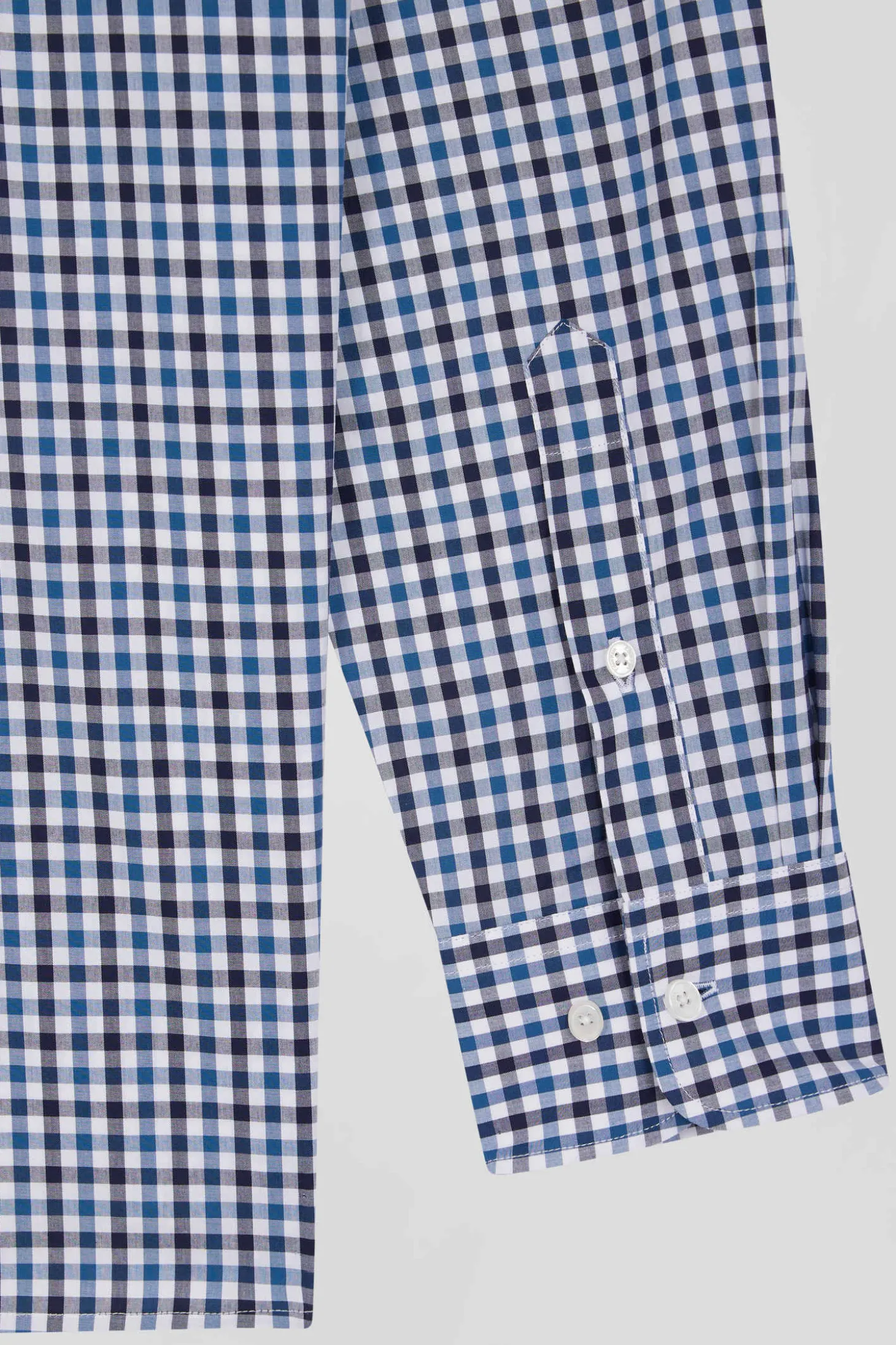 Chemise en popeline de coton bleu marine à carreaux bicolore coupe Regular