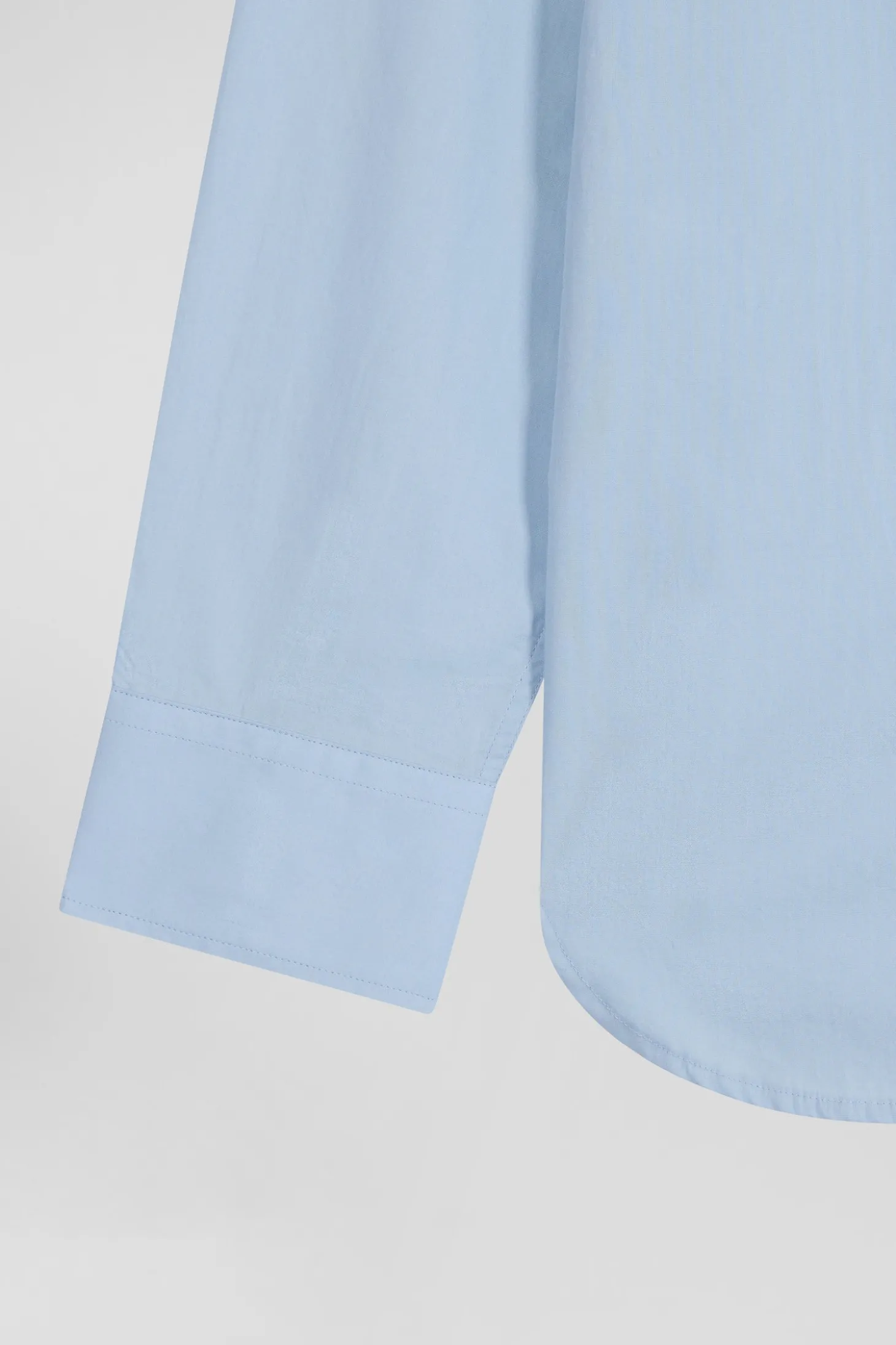 Chemise en popeline de coton ciel col boutonné et coudières imprimées coupe Regular
