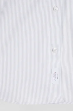 Chemise en popeline de coton verte à rayures bâton coupe Regular