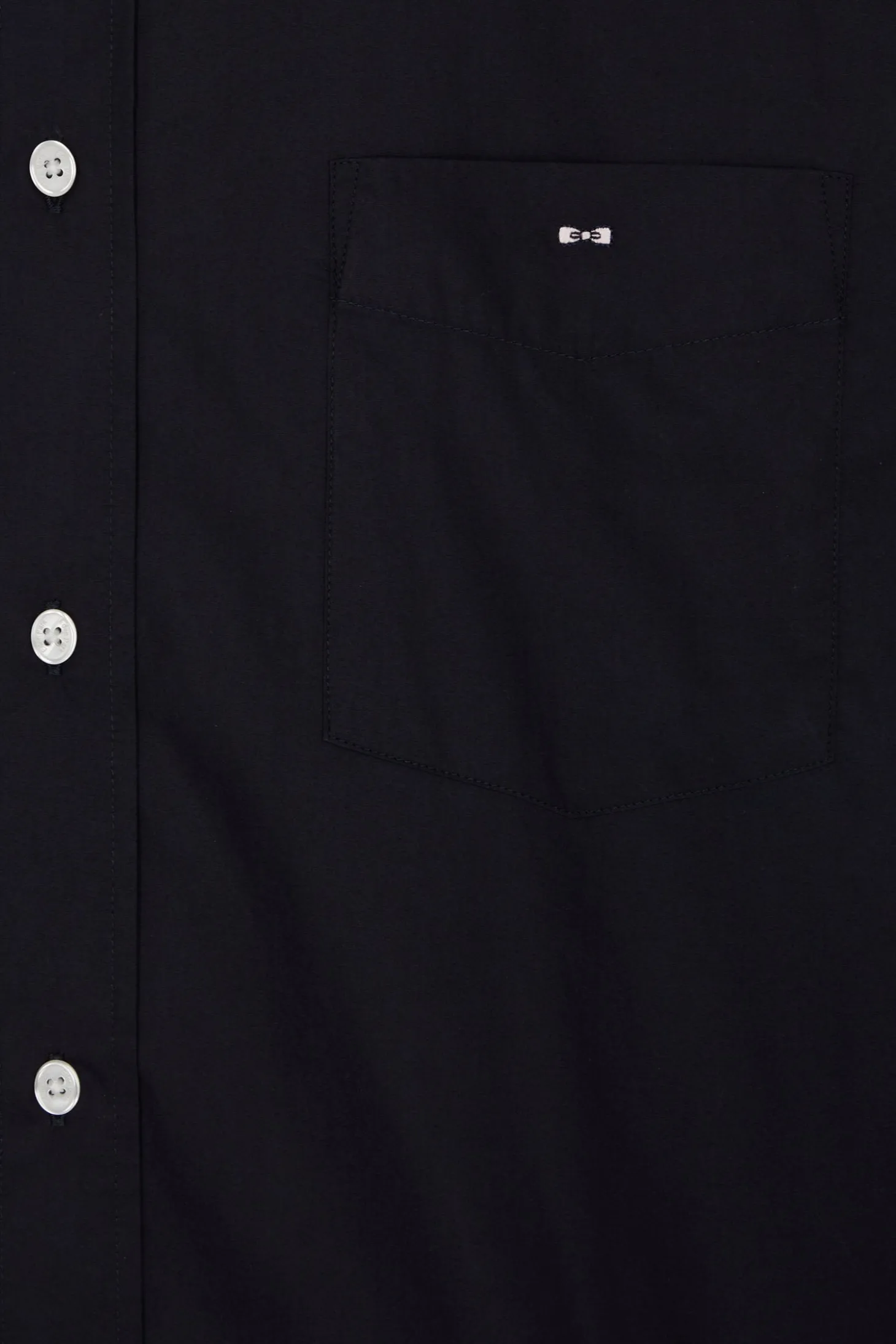 Chemise en popeline de coton bleu marine col boutonné et coudières imprimées coupe Regular