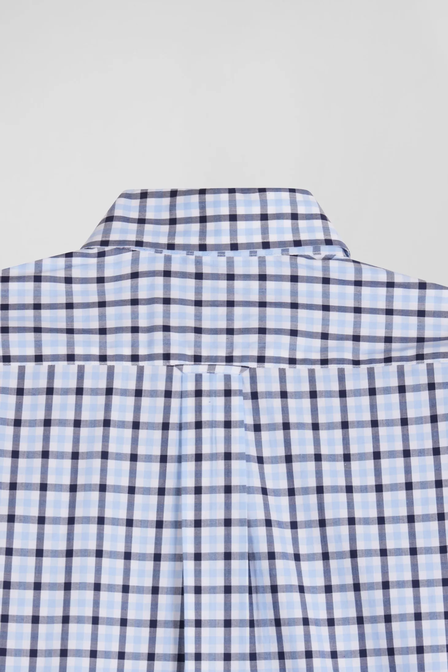 Chemise en popeline de coton bleue à carreaux bicolore coupe Regular