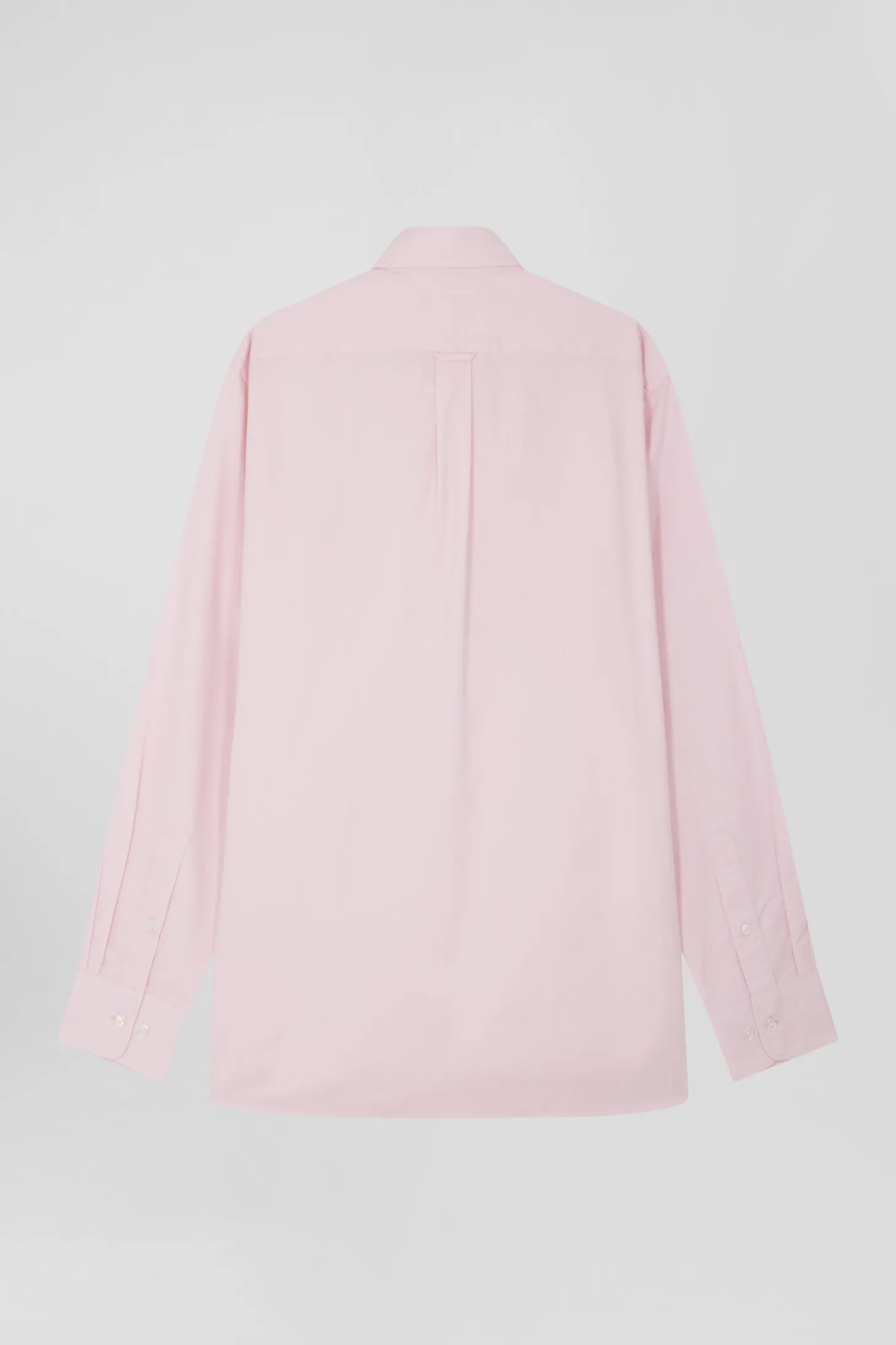 Chemise en twill de coton unie rose col à pointes boutonnées coupe Regular