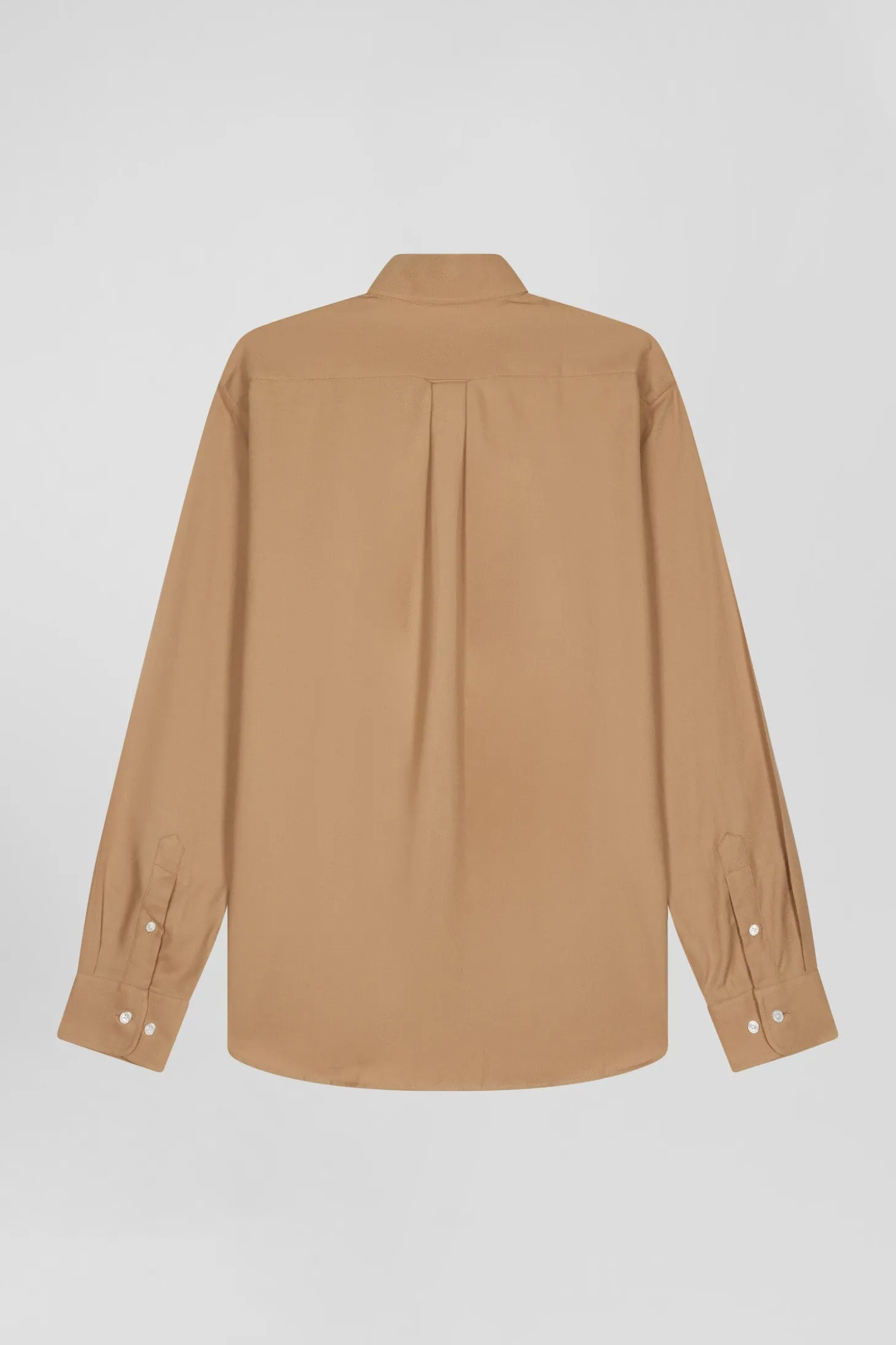 Chemise en twill de coton et cachemire camel coupe Regular
