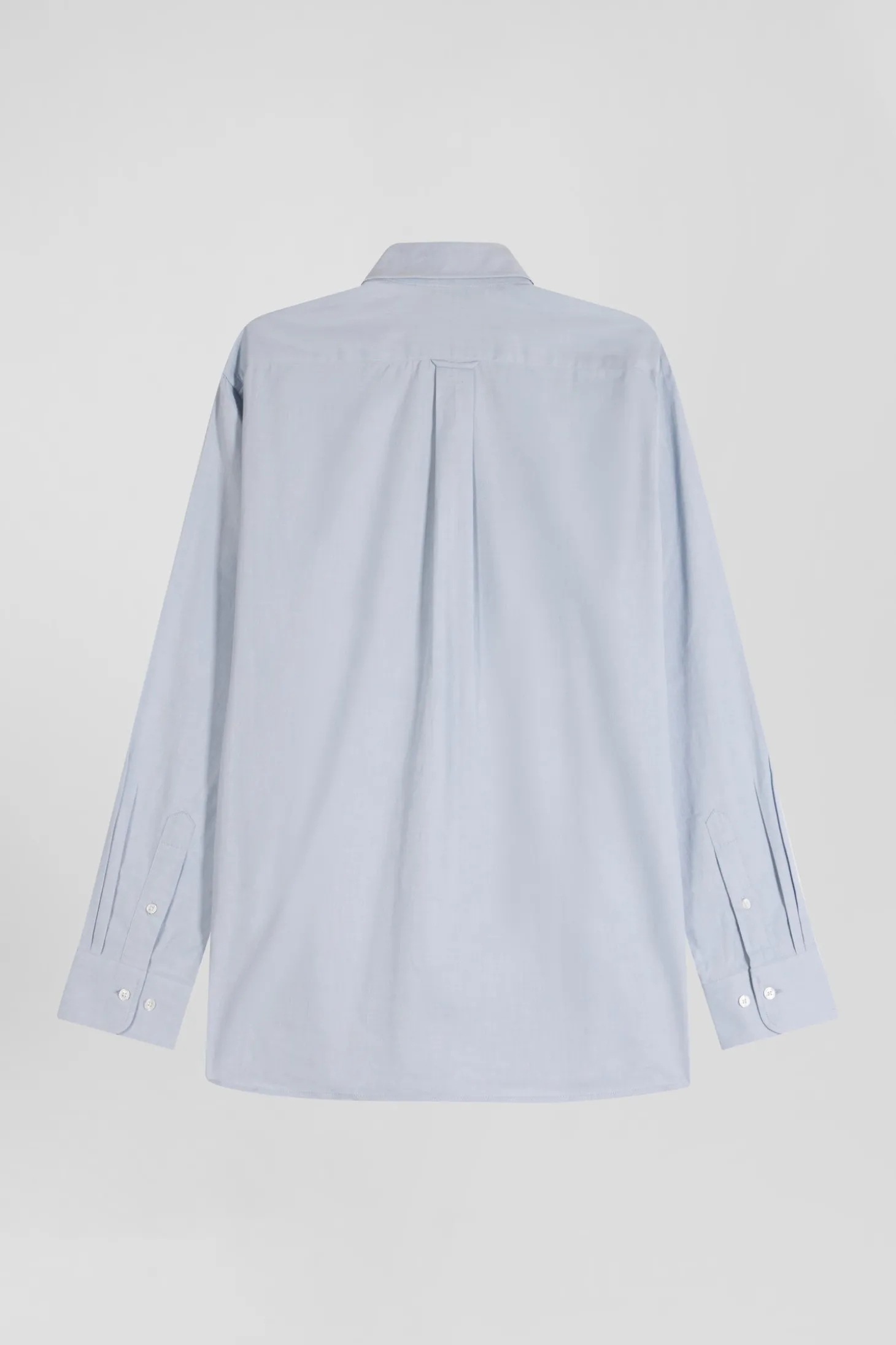Chemise en twill de coton unie ciel col à pointes boutonnées coupe Regular