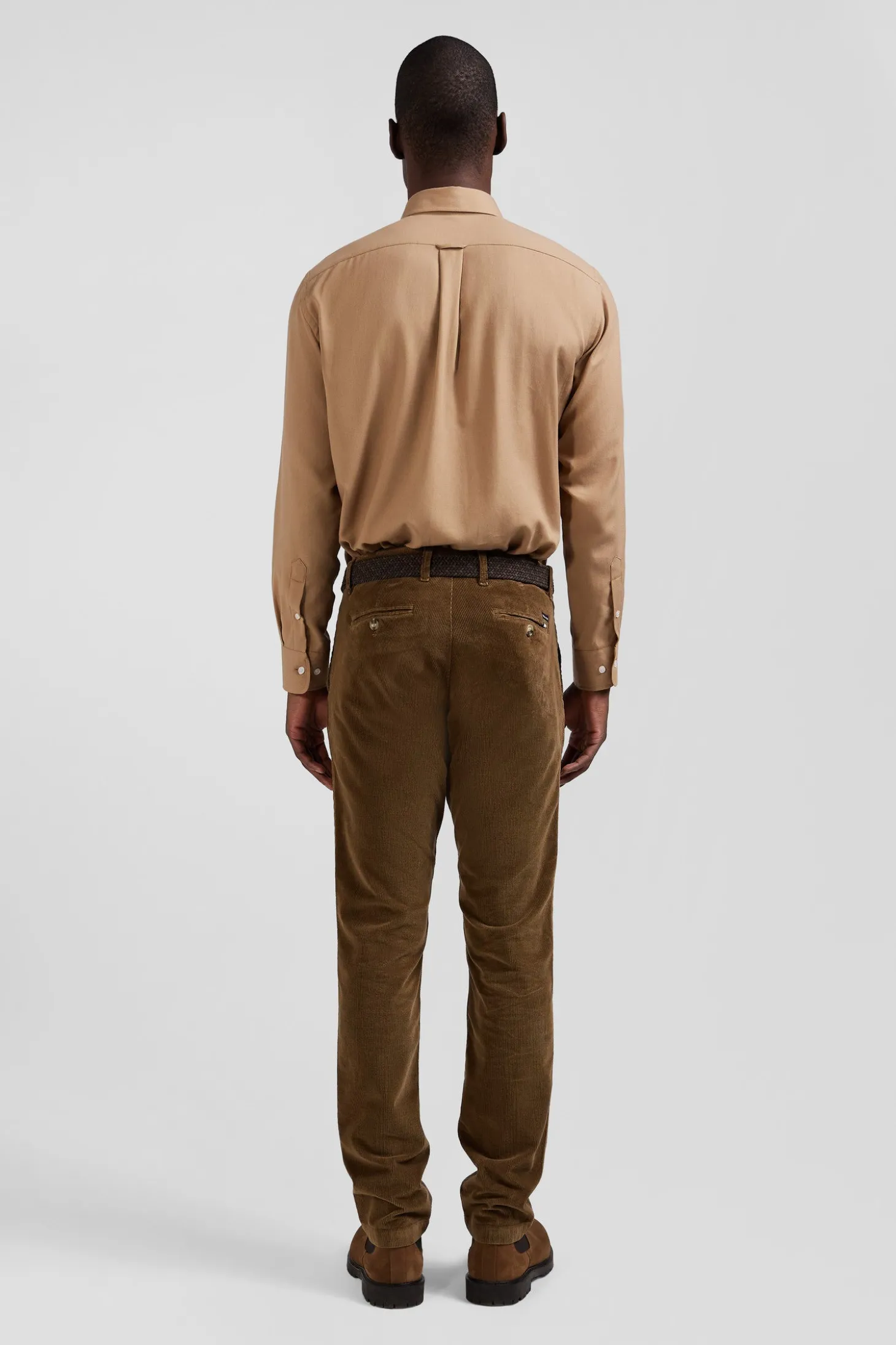 Chemise en twill de coton et cachemire camel coupe Regular