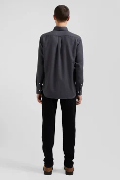 Chemise en twill de coton et cachemire gris anthracite coupe Regular