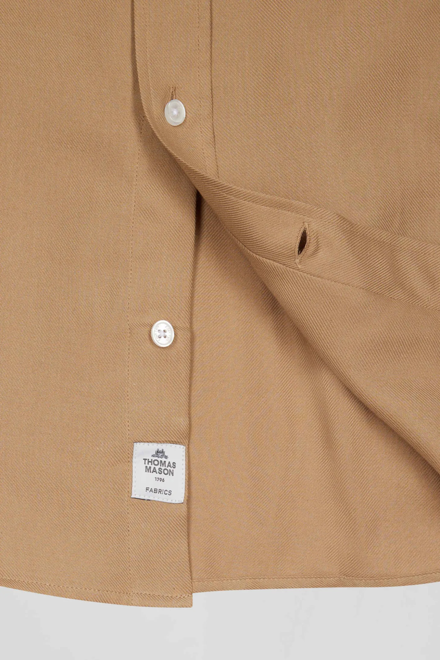 Chemise en twill de coton et cachemire camel coupe Regular