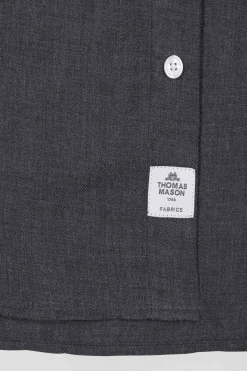 Chemise en twill de coton et cachemire gris anthracite coupe Regular