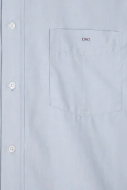 Chemise en twill de coton unie ciel col à pointes boutonnées coupe Regular