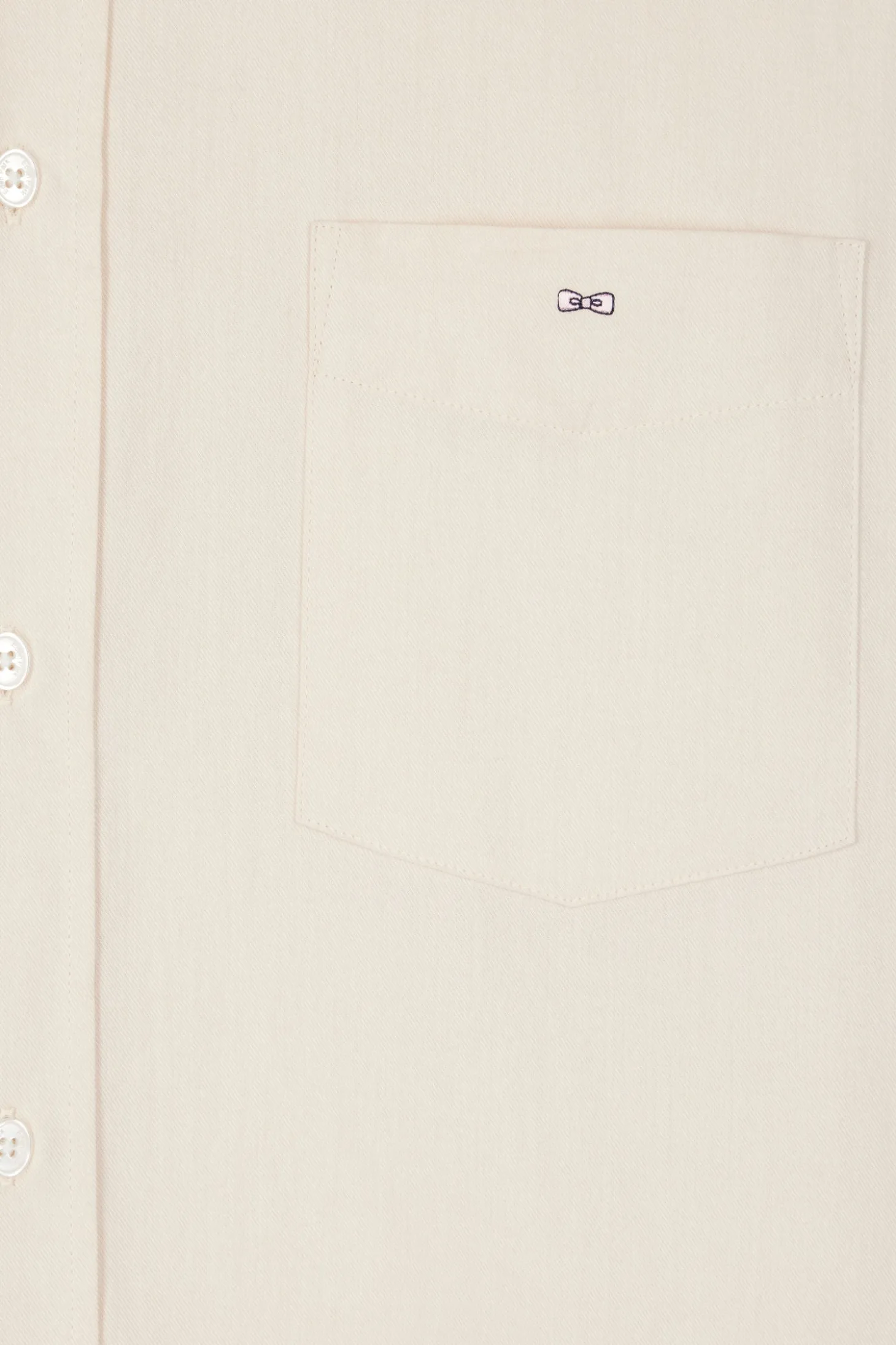 Chemise en twill de coton unie beige col à pointes boutonnées coupe Regular