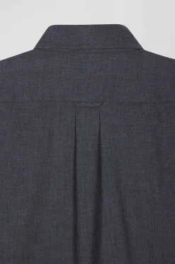 Chemise en twill de coton et cachemire gris anthracite coupe Regular