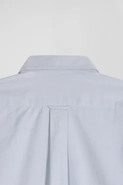 Chemise en twill de coton unie ciel col à pointes boutonnées coupe Regular