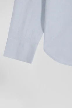 Chemise en twill de coton unie ciel col à pointes boutonnées coupe Regular