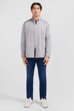Chemise gris clair unie en coton