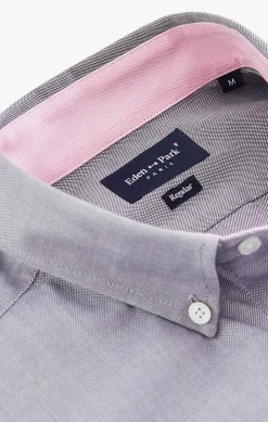 Chemise gris clair unie en coton