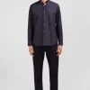 Chemise gris foncé unie en coton