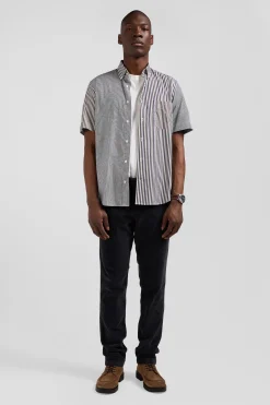 Chemise manches courtes en coton marron coupe Regular