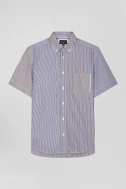 Chemise manches courtes en coton marron coupe Regular