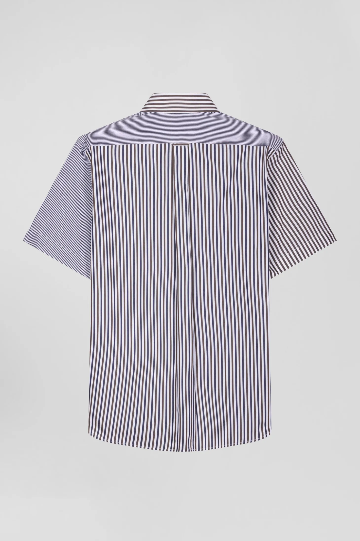 Chemise manches courtes en coton marron coupe Regular