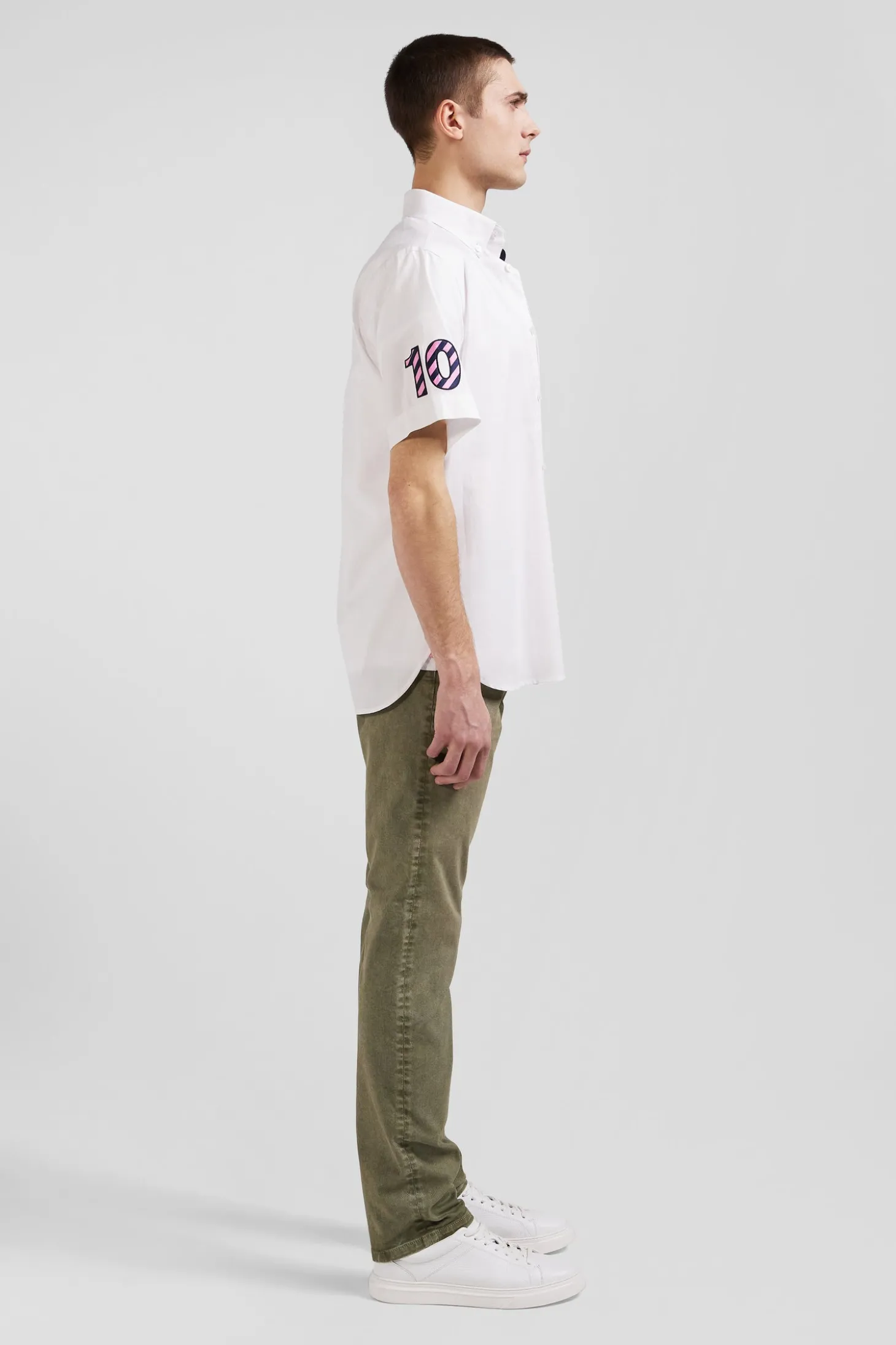 Chemise manches courtes en coton blanc coupe Regular