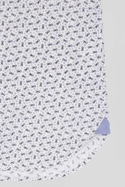 Chemise manches courtes en coton écru microimprimé coupe Regular