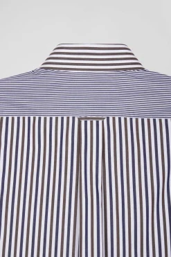 Chemise manches courtes en coton marron coupe Regular