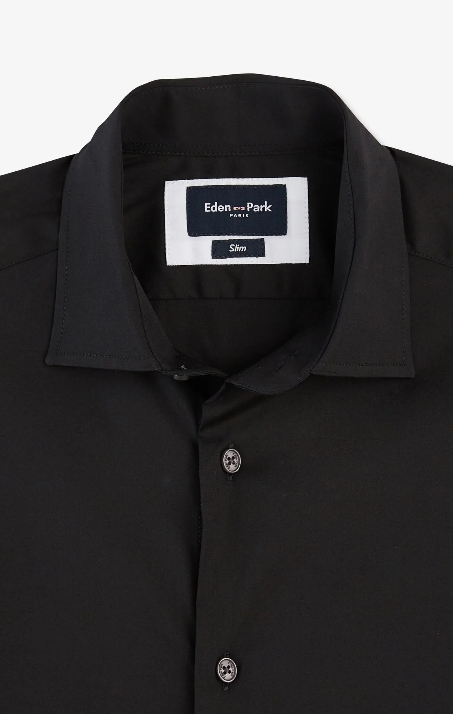 Chemise noir slim en popeline stretch