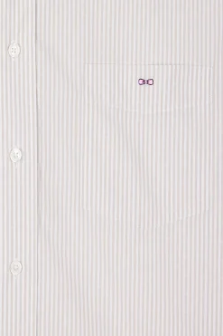 Chemise rayée en coton beige coupe Regular jacquard