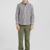 Chemise rayée en coton bordeaux coupe Regular