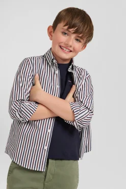 Chemise rayée en coton bordeaux coupe Regular