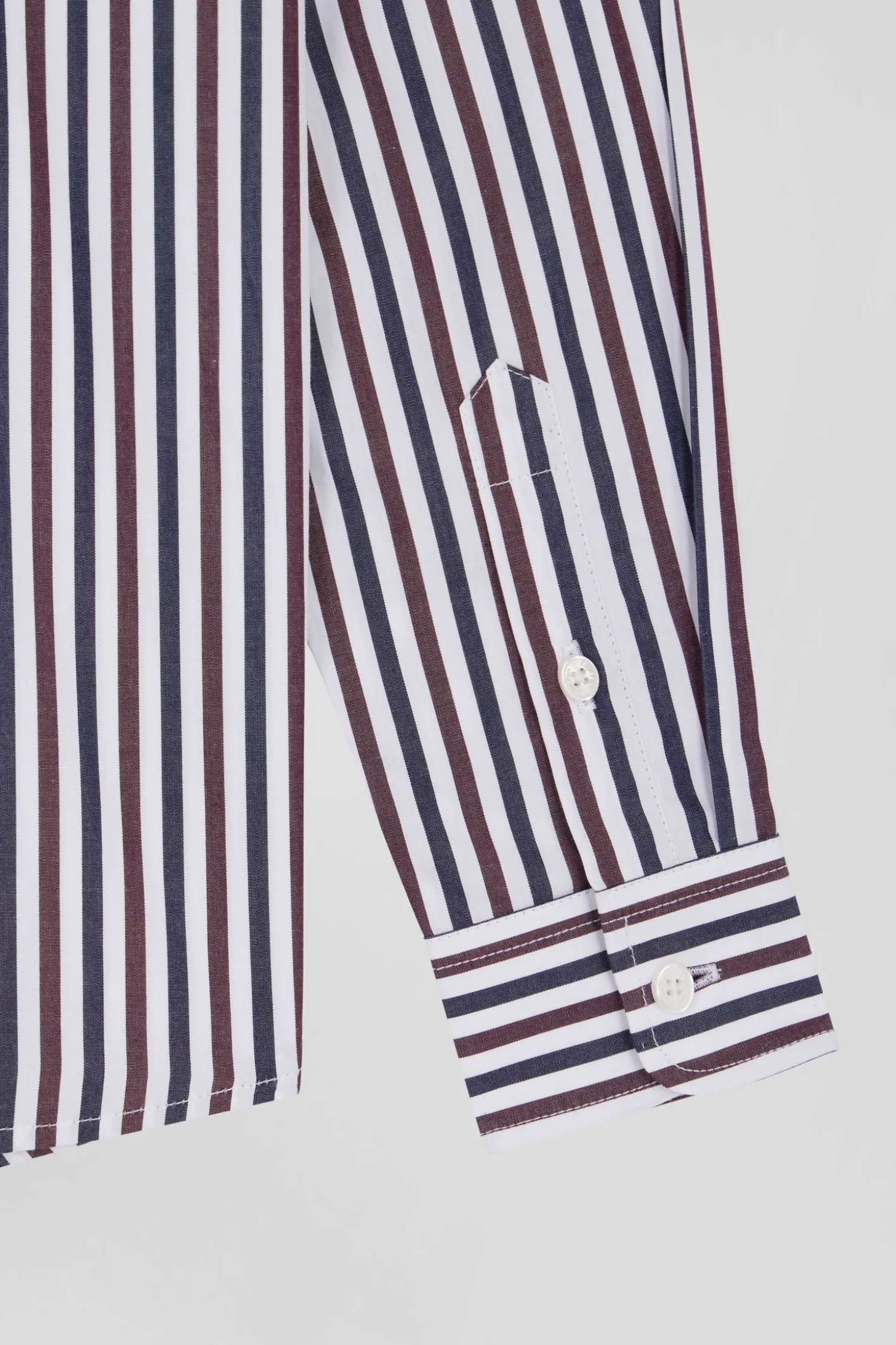 Chemise rayée en coton bordeaux coupe Regular