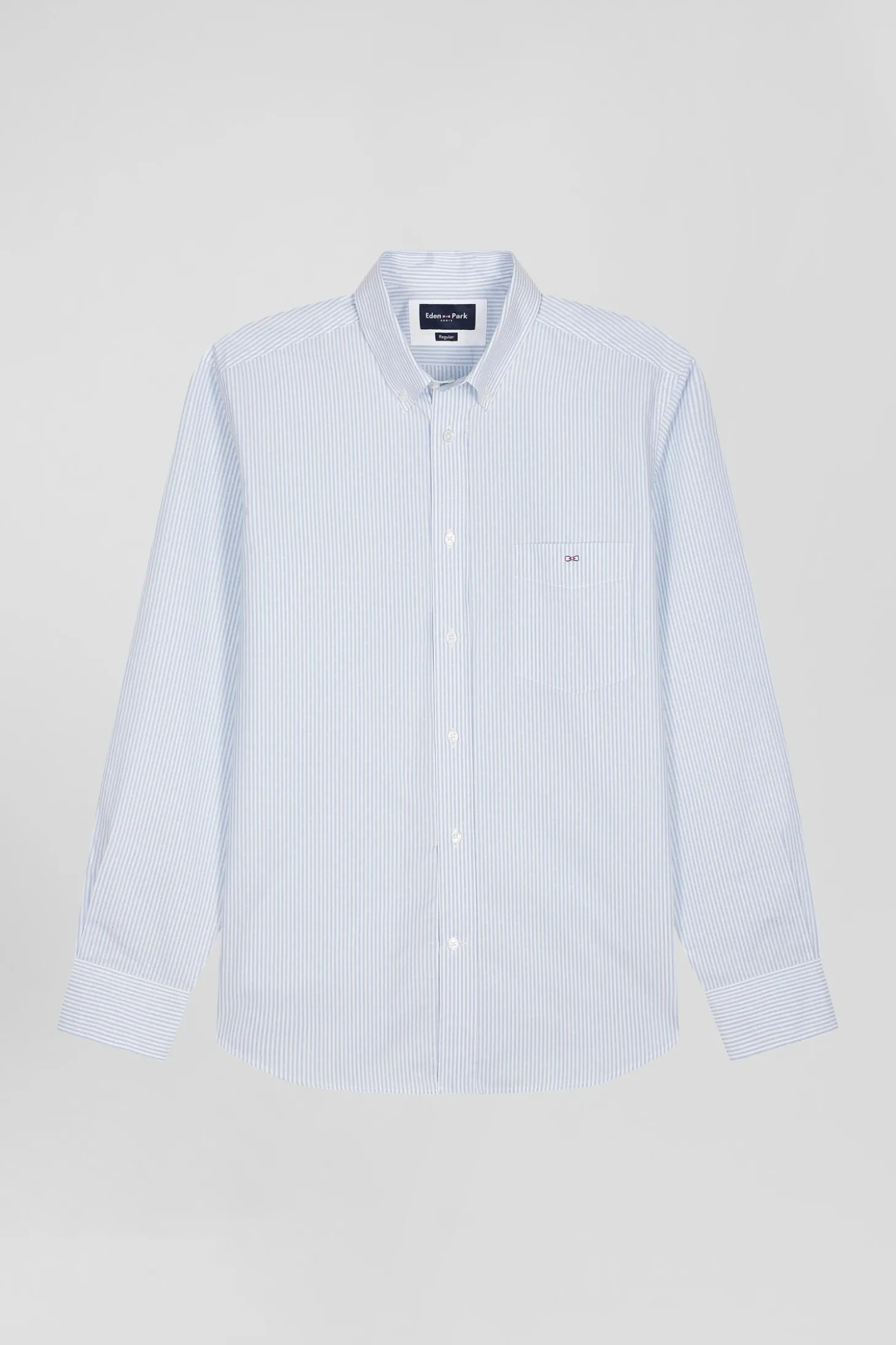 Chemise rayée en coton ciel coupe Regular jacquard