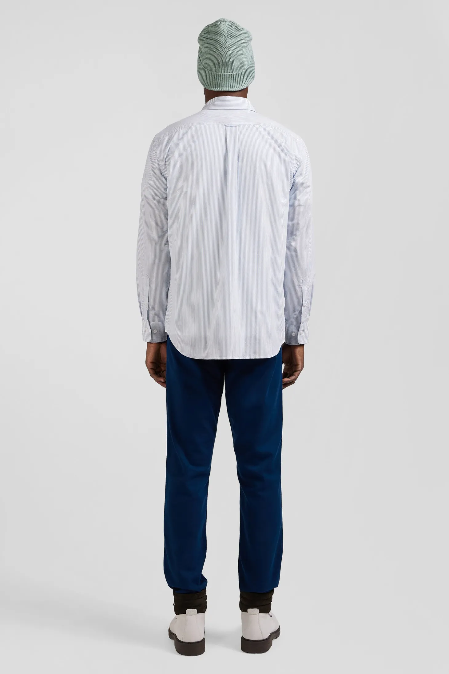 Chemise rayée en coton ciel coupe Regular jacquard