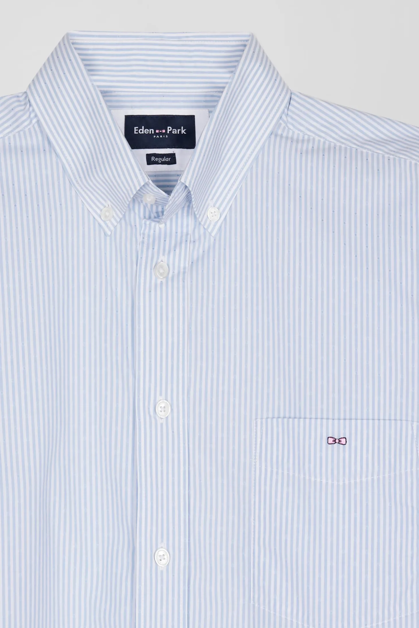 Chemise rayée en coton ciel coupe Regular jacquard