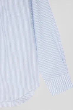 Chemise rayée en coton ciel coupe Regular jacquard