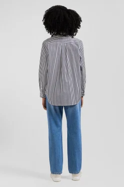 Chemise rayée en coton marine coupe Relaxed