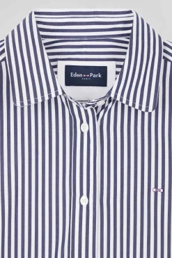 Chemise rayée en coton marine coupe Relaxed