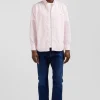 Chemise rayée en coton rose coupe Regular jacquard