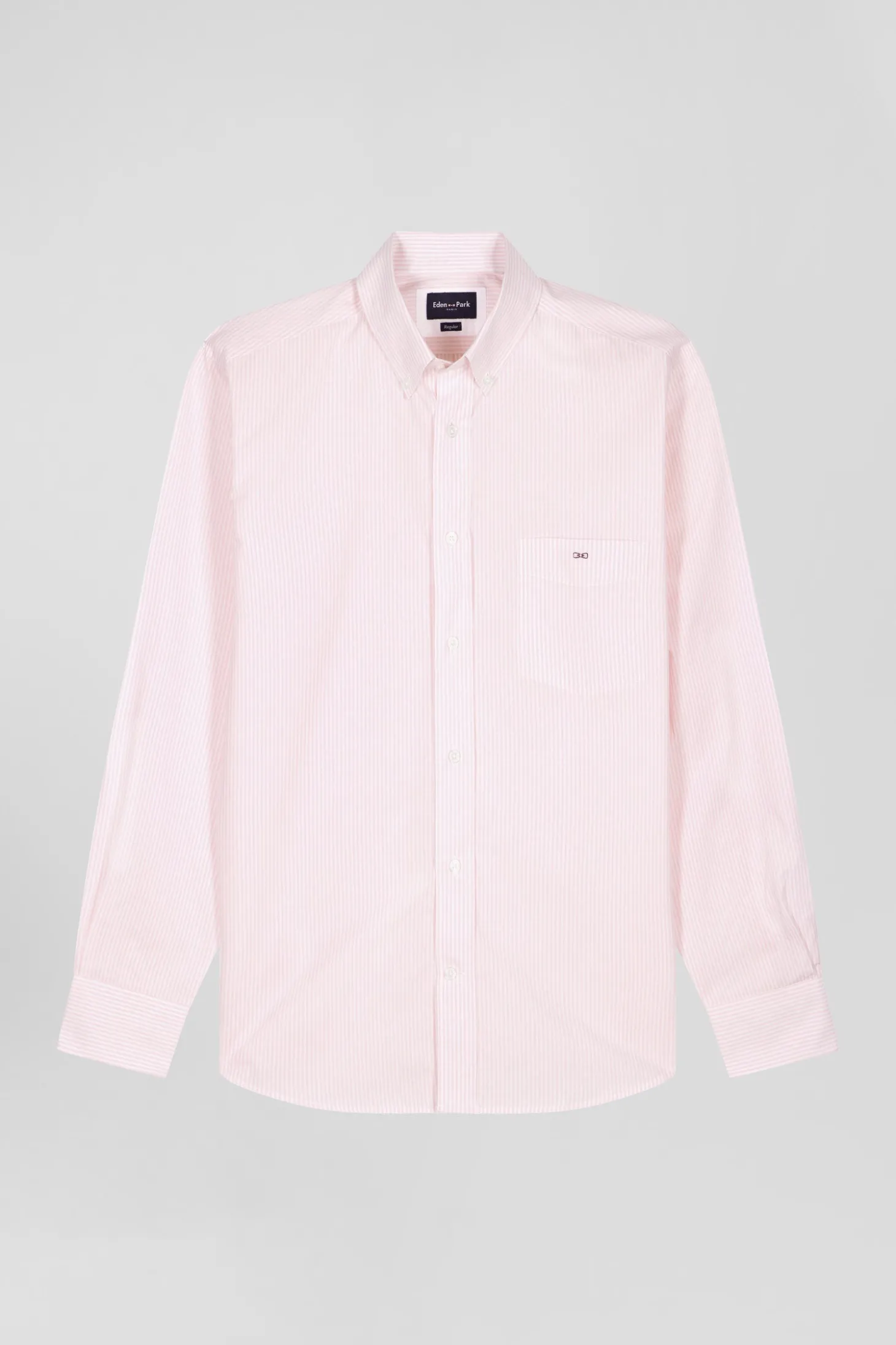 Chemise rayée en coton rose coupe Regular jacquard