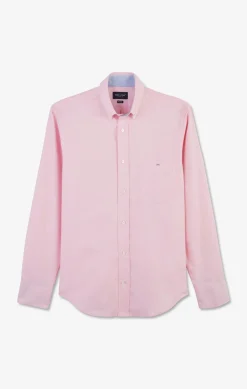 Chemise rose unie en coton
