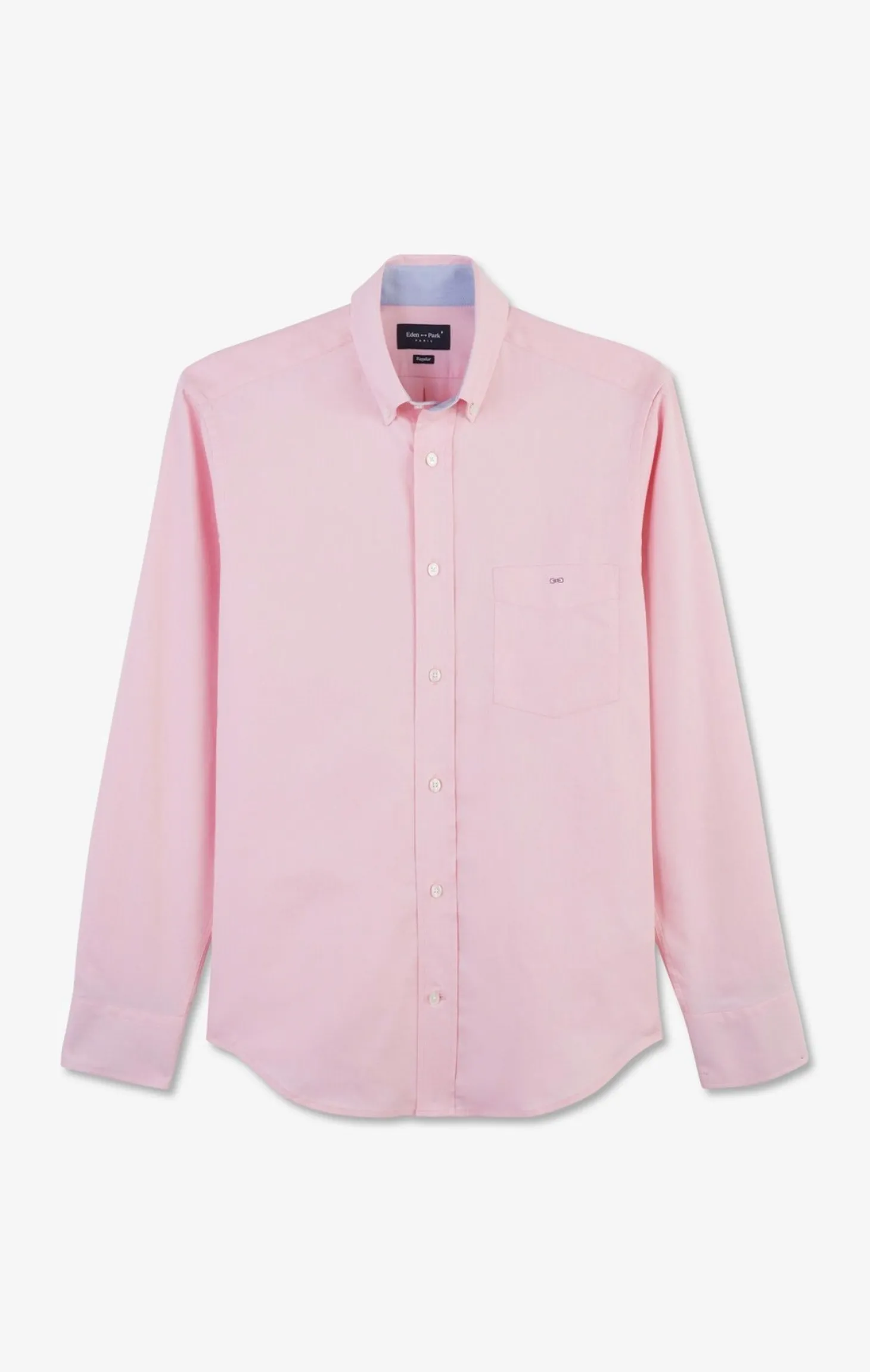 Chemise rose unie en coton